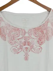 Vorschaubild 2 von Damen T-Shirt Paisley-Muster Gr. 38/M Weiß Casual