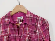 Vorschaubild 2 von Damen Hemdbluse kariert Pink Gr. 38/M Casual Langarm