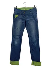 Vorschaubild 1 von Jeans Slim Fit Mädchen Gr. 164 Blau Grün Kontrastdetails