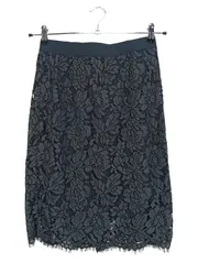 Vorschaubild 1 von Bleistiftrock Damen Gr. 36/S Dunkelblau Spitze Elegant Midi