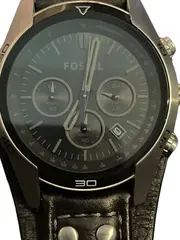 Vorschaubild 3 von Herren Armbanduhr Schwarz Leder Casual Chronograph Uhr