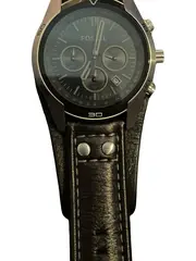 Vorschaubild 4 von Herren Armbanduhr Schwarz Leder Casual Chronograph Uhr