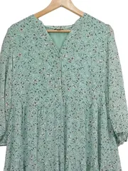 Vorschaubild 2 von Damen Sommerkleid Gr. 34 Grün Blumenmuster Maxikleid Casual Romantisch