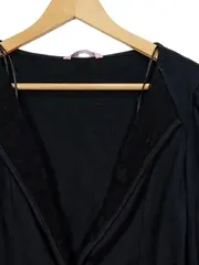 Vorschaubild 3 von EDC Damen Bolero Jacke Gr. 36/S Schwarz Elegant Baumwolle Spitze