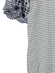 Vorschaubild 2 von Damen T-Shirt Gr. 34 XS gestreift mit Stickerei weiß