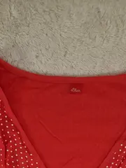 Vorschaubild 7 von Damen Bluse Gr. 40 Rot mit Punkten Casual Viskose Kurzarm