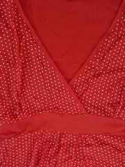 Vorschaubild 3 von Damen Bluse Gr. 40 Rot mit Punkten Casual Viskose Kurzarm