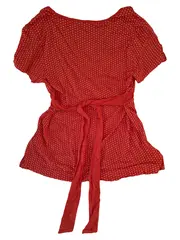 Vorschaubild 2 von Damen Bluse Gr. 40 Rot mit Punkten Casual Viskose Kurzarm