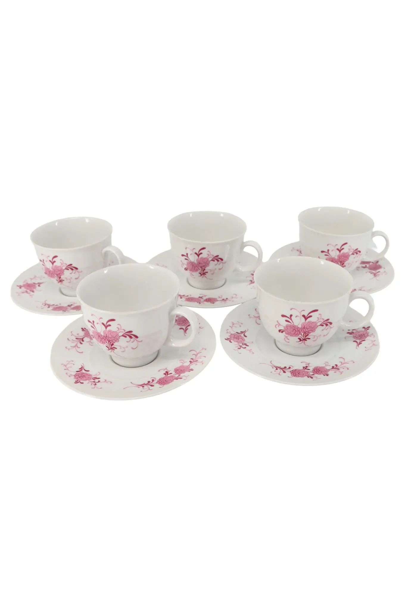 SELTMANN WEIDEN Tasse und Unterteller Set 5x Weiß Blumen Porzellan Klassisch