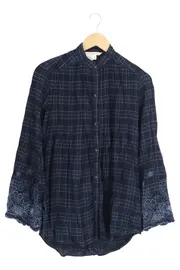 Vorschaubild 1 von Damen Bluse 34/XS Blau Kariert Stickerei Casual Vintage