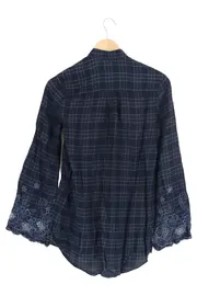 Vorschaubild 2 von Damen Bluse 34/XS Blau Kariert Stickerei Casual Vintage
