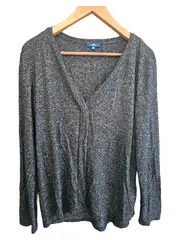 Vorschaubild 1 von Langarmshirt Damen Gr. 38/M Grau Casual Melange Viskose