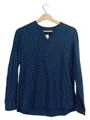 Vorschaubild 1 von Damen Langarmshirt Bluse Blau Gepunktet Gr. 36/S