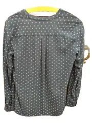 Vorschaubild 3 von Damen Langarmshirt Bluse Blau Gepunktet Gr. 36/S