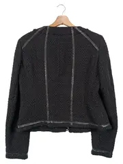Vorschaubild 2 von Damen Strickjacke Schwarz Gr. 38/M Elegant Klassisch Bouclé
