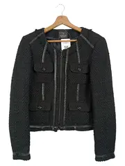 Vorschaubild 1 von Damen Strickjacke Schwarz Gr. 38/M Elegant Klassisch Bouclé