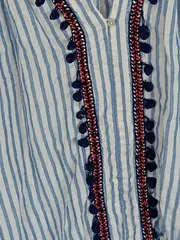 Vorschaubild 2 von Damen Bluse gestreift mit Bommeln Gr. 36/S Mehrfarbig Baumwolle Casual