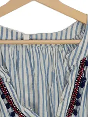 Vorschaubild 3 von Damen Bluse gestreift mit Bommeln Gr. 36/S Mehrfarbig Baumwolle Casual