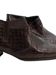 Vorschaubild 3 von Damen Stiefeletten Elegant Braun Gr. 41 Chelsea Boots Kroko-Optik Reißverschluss