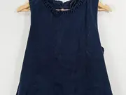 Vorschaubild 2 von Damen Top Ärmellos Gr. 38 M Blau Rüschenkragen Polyester