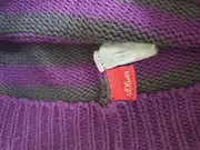 Vorschaubild 2 von Damen Strickmütze Lila Gestreift Beanie Baumwolle Freizeit