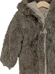 Vorschaubild 4 von Kinder Kunstfelljacke Gr. 104 Braun Kapuze Warm Freizeit Herbst Winter