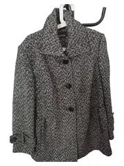 Vorschaubild 2 von Damen Wollmantel Kurzmantel Fischgrätenmuster Klassisch Elegant 44 XXL