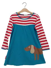 Vorschaubild 1 von Kinder Sommerkleid Gr. 116 Mehrfarbig Gestreift Hund Tiermotiv