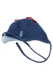 Vorschaubild 2 von Mütze Kinder Gr. 39 Blau Strickmütze Ohrenklappen Bindebänder