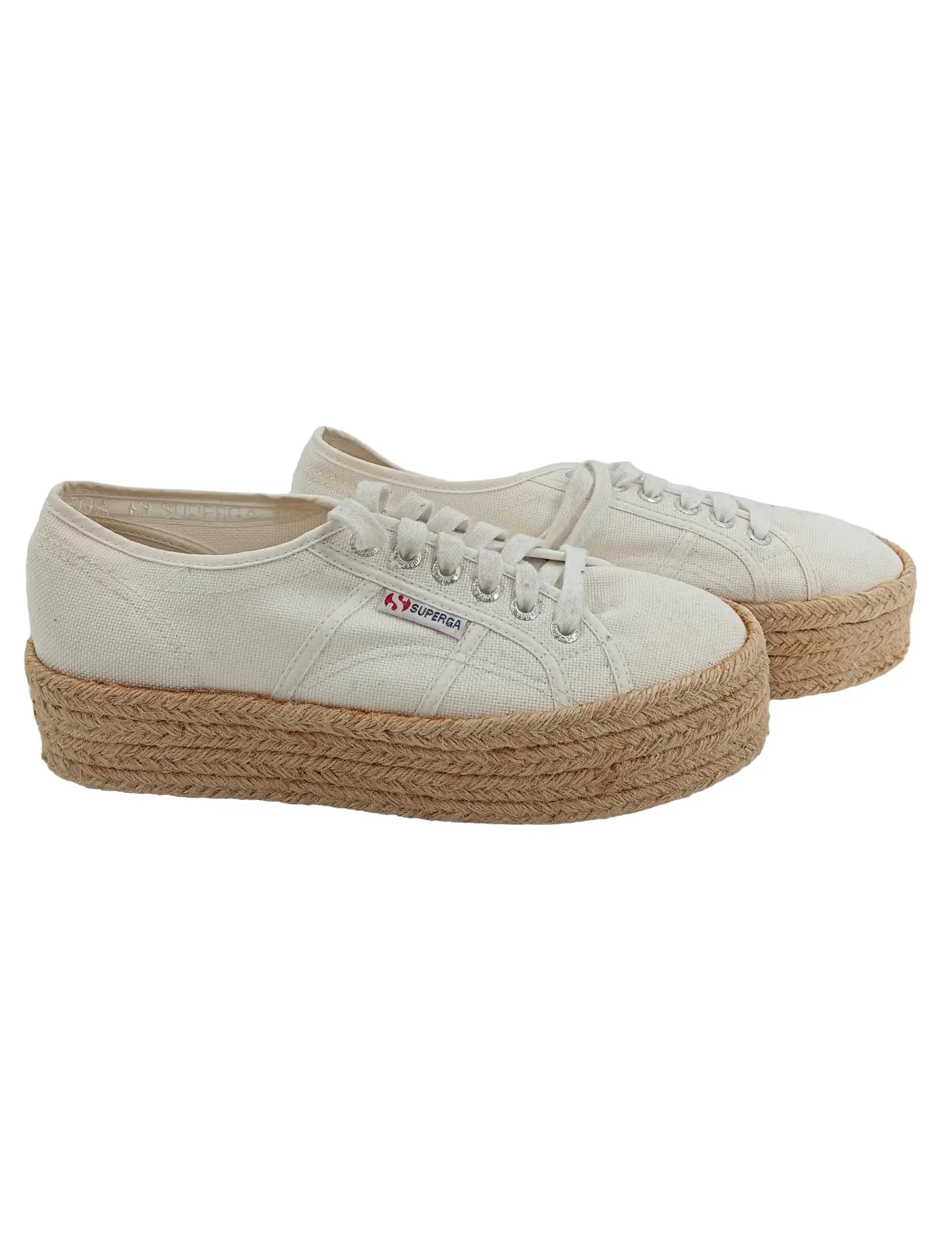 Superga Damen Espadrilles Plateau Sneaker Textil Schuhe Weiß Größe 39 Casual