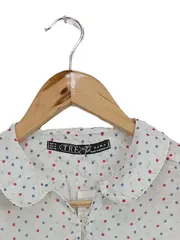Vorschaubild 4 von TRF Damen Bluse Gr. 36/M Weiß Gepunktet Kurzarm Bubikragen