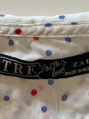 Vorschaubild 6 von TRF Damen Bluse Gr. 36/M Weiß Gepunktet Kurzarm Bubikragen