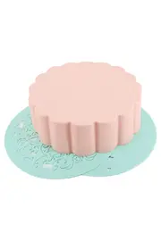 Vorschaubild 2 von Backform Silikon Rosa Rund mit 2 Schablonen Kuchenform Backzubehör