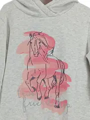 Vorschaubild 3 von Mädchen Kapuzenpullover Pferd Grau Gr. 140 Casual Tiermotiv