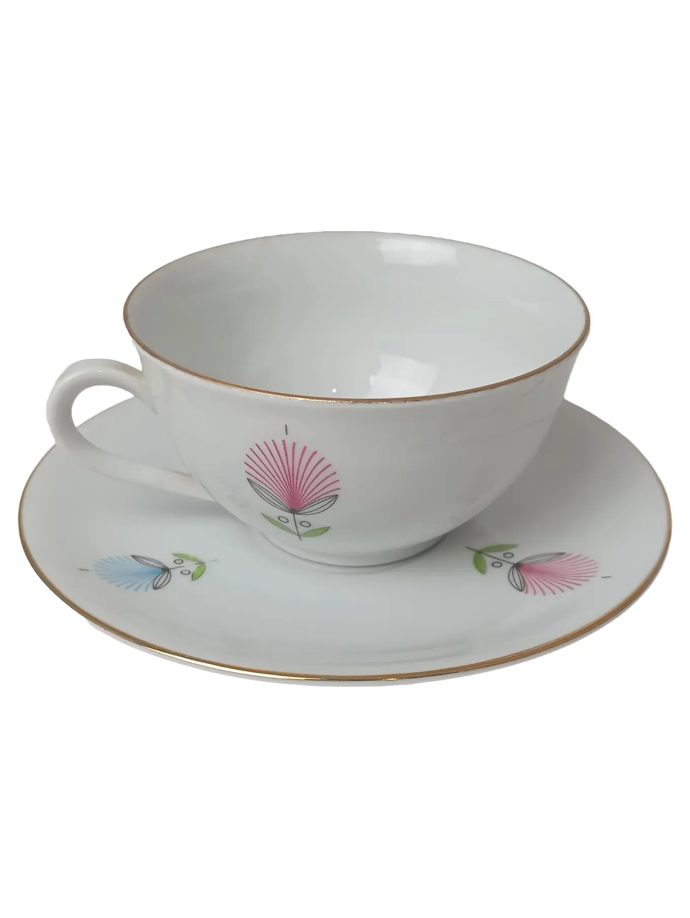 SELTMANN WEIDEN Tasse Unterteller Porzellan Weiß Goldrand Vintage