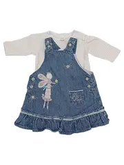 Vorschaubild 1 von Mädchen Latzkleid Body Set Gr. 68 Baumwolle Charmant Blau