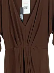 Vorschaubild 2 von bobiBLACK Damen Jerseykleid Braun Gr. S V-Ausschnitt Casual