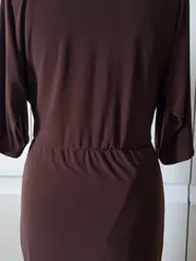 Vorschaubild 3 von bobiBLACK Damen Jerseykleid Braun Gr. S V-Ausschnitt Casual