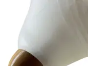 Vorschaubild 3 von 203/L1 Tischleuchte Vintage Messing Holz Glas Gold 37cm