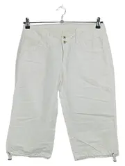 Vorschaubild 1 von Damen Cargohose Capri 3, 4 Hose Weiß Größe 36 Leinen Baumwolle