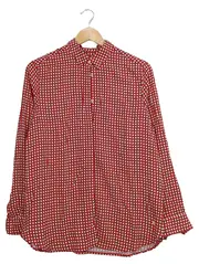 Vorschaubild 1 von Hemdbluse Damen Gr. 40/L Rot Punkte Langarm Casual Viskose Bluse