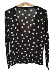 Vorschaubild 2 von Damen Strickjacke Cardigan Polka Dots Schwarz Weiß Gr. XL