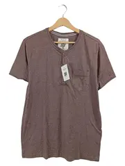 Vorschaubild 1 von Herren Henley T-Shirt Braun Meliert Gr. L Kurzarm Casual