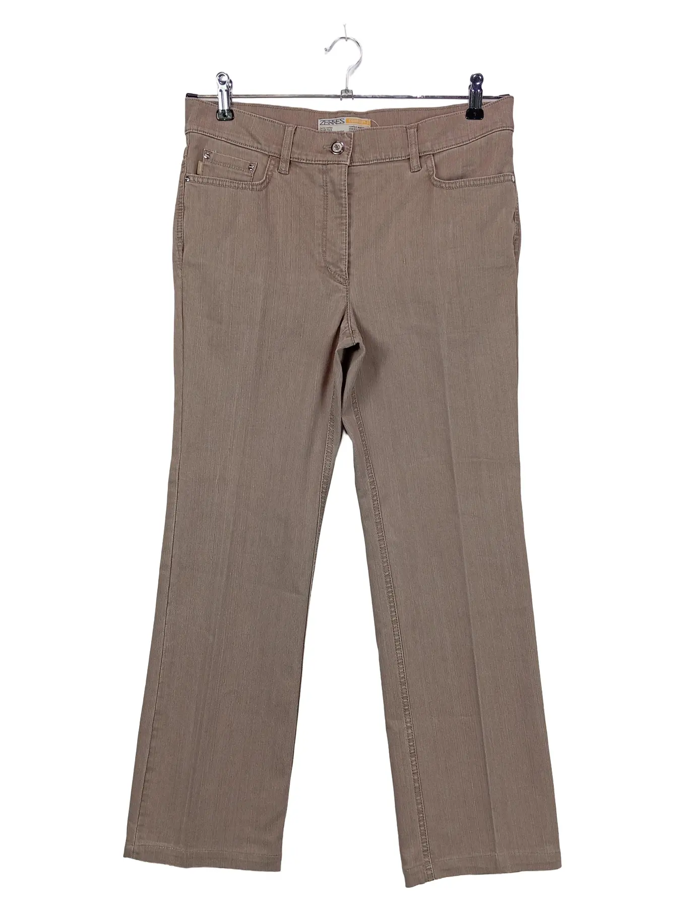 ZERRES Damen Jeans Regular Fit Gr. 42 Braun Kurz Casual