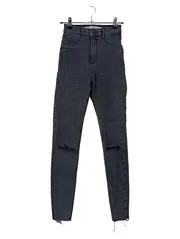 Vorschaubild 1 von Damen Destroyed Jeans Grau XXS High Waist Ripped Casual