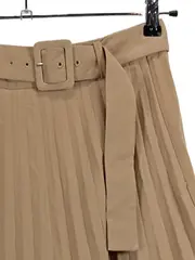 Vorschaubild 2 von Damen Faltenrock mit Gürtel Beige Gr. M Elegant Maxirock