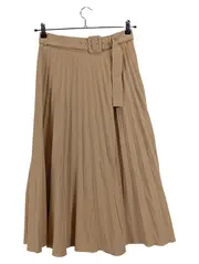 Vorschaubild 1 von Damen Faltenrock mit Gürtel Beige Gr. M Elegant Maxirock