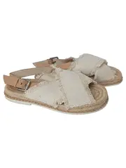 Vorschaubild 1 von Sandalen Espadrilles Damen Gr. 38 Beige Fransen Boho Riemchen Sommer