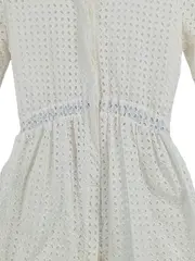 Vorschaubild 3 von Damen Blusenkleid Weiß Lochmuster 3/4 Arm Gr. 36/S Sommer