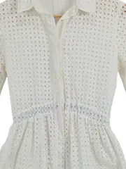 Vorschaubild 4 von Damen Blusenkleid Weiß Lochmuster 3/4 Arm Gr. 36/S Sommer